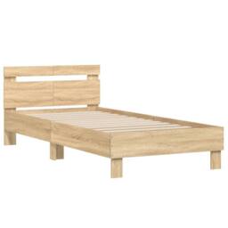 Berkfield Home Bed Frame without Mattress with Headboard Sonoma Oak 100x200 cm in Brown - thumbnail 3