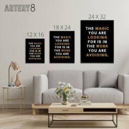 "Artery8 Quote Looking For Magic Work Motivational Framed Canvas Wall Art Print in Black - Size: W12"" x H16""" - thumbnail 4