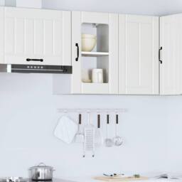 Berkfield Home Kitchen Wall Cabinet with Glass Door Lucca White - thumbnail 4