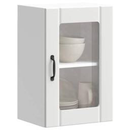 Berkfield Home Kitchen Wall Cabinet with Glass Door Lucca White - thumbnail 2
