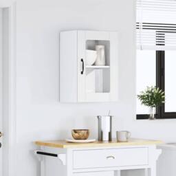 Berkfield Home Kitchen Wall Cabinet with Glass Door Lucca White