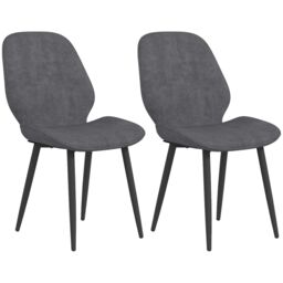 HOMCOM Dining Chairs Set of 2, Upholstered Kitchen Chairs with Metal Legs in Grey - thumbnail 2