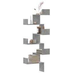 Berkfield Home Wall Corner Shelf Concrete Grey 45x45x147 cm Engineered Wood - Size: 45 x 45 x 147 cm