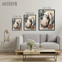 "Artery8 Sphynx Cat With Flower Blooms Framed Canvas Wall Art Print - Size: W12"" x H16""" - thumbnail 4