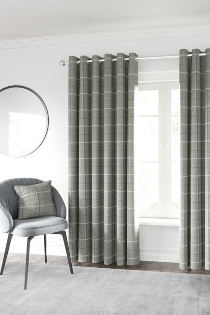 Helena Springfield 'Harper' Woven Lined Curtains in Silver - Size: 167 cm width x 183 cm drop - image 1