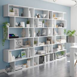CALICOSY Athena 6-Tier Bookshelf, 192 Cm High in White - thumbnail 2