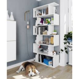 CALICOSY Athena 6-Tier Bookshelf, 192 Cm High in White - thumbnail 4