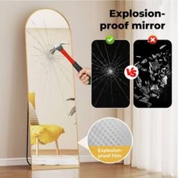 Levede 165cm Full Length Free Standing Floor Mirror Arched Golden Frame in Gold - thumbnail 6