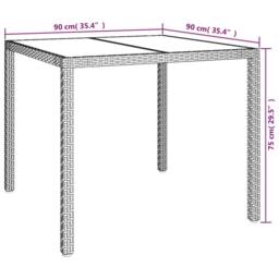 Berkfield Home Garden Table 90x90x75 cm Tempered Glass & Poly Rattan Beige - Size: 90 x 90 x 75 cm - thumbnail 6