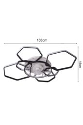 Living and Home Remote Control Geometrical Ceiling Mount LED Fan Light in Black - thumbnail 5