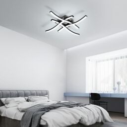 COMELY 24W Modern Ceiling Lights with 4 Curved Lamps, Cold White Light 6500K in Black - thumbnail 5