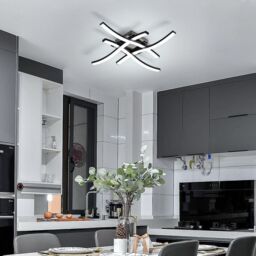 COMELY 24W Modern Ceiling Lights with 4 Curved Lamps, Cold White Light 6500K in Black - thumbnail 2