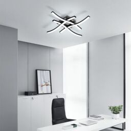 COMELY 24W Modern Ceiling Lights with 4 Curved Lamps, Cold White Light 6500K in Black - thumbnail 3