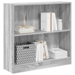 Berkfield Home Decorative Bookcase Grey Sonoma 80x24x76 cm Engineered Wood - Size: 80 x 24 x 76 cm - thumbnail 4