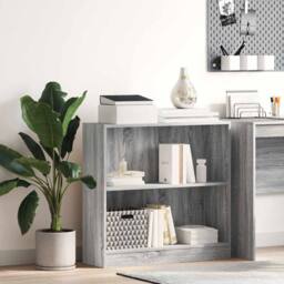 Berkfield Home Decorative Bookcase Grey Sonoma 80x24x76 cm Engineered Wood - Size: 80 x 24 x 76 cm - thumbnail 2