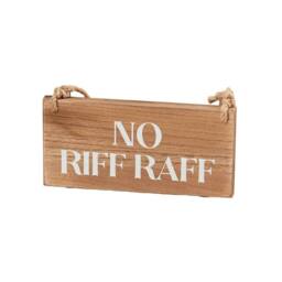 Langs Wooden Hanging Bar Plaque - No Riff Raff in Brown