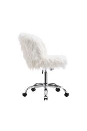 Living and Home Modern Fluffy Faux Fur Office Chair in White - thumbnail 4