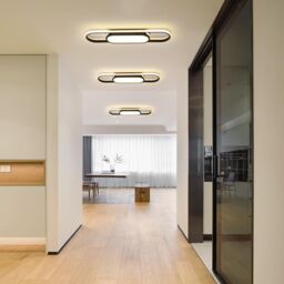Garwarm LED Flush Mount Ceiling Lights Dimmable Black LED Ceiling Lamp w/ Remote Control Acrylic Linear Ceiling Lighting Fixture for Living Room - thumbnail 5