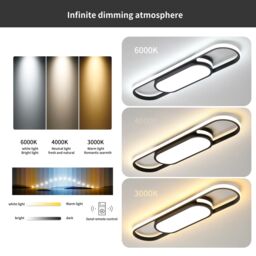 Garwarm LED Flush Mount Ceiling Lights Dimmable Black LED Ceiling Lamp w/ Remote Control Acrylic Linear Ceiling Lighting Fixture for Living Room - thumbnail 3