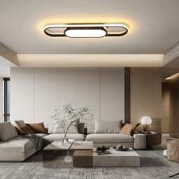 Garwarm LED Flush Mount Ceiling Lights Dimmable Black LED Ceiling Lamp w/ Remote Control Acrylic Linear Ceiling Lighting Fixture for Living Room - thumbnail 6