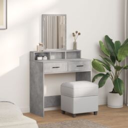 Berkfield Home Dressing Table with Drawers¬†Concrete Grey 79x41x140 cm - Size: 79 x 41 x 140 cm - thumbnail 4
