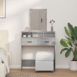 Berkfield Home Dressing Table with Drawers¬†Concrete Grey 79x41x140 cm - Size: 79 x 41 x 140 cm - thumbnail 1
