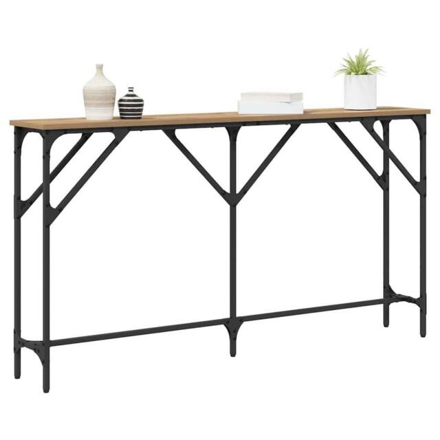Berkfield Home Stylish Console Table Artisan Oak 140x23x75 cm Engineered Wood in Brown - Size: 140 x 23 x 75 cm - image 1