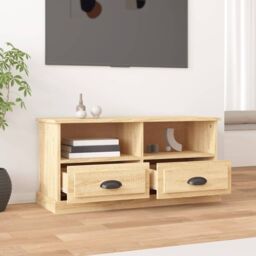 Berkfield Home TV Cabinet Sonoma Oak 93x35.5x45 cm Engineered Wood in Brown - thumbnail 3