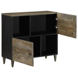 Berkfield Home Sideboard 80x33x75 cm Solid Wood Mango in Black - Size: 80 x 33 x 75 cm - thumbnail 2