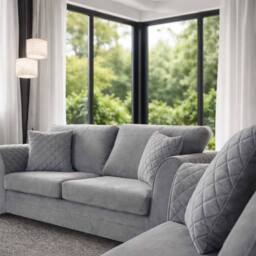 Furnishings For Less UK Quilted Chenille Fabric Sofa Set 3 & 2 Seater Scatter Back in Grey - thumbnail 5