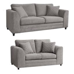 Furnishings For Less UK Quilted Chenille Fabric Sofa Set 3 & 2 Seater Scatter Back in Grey - thumbnail 1
