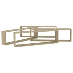 Berkfield Home Wall Cube Shelf 4 pcs Sonoma Oak 100x15x30 cm Engineered Wood in Light Tan - Size: 100 x 15 x 30 cm - thumbnail 5