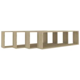 Berkfield Home Wall Cube Shelf 4 pcs Sonoma Oak 100x15x30 cm Engineered Wood in Light Tan - Size: 100 x 15 x 30 cm - thumbnail 4