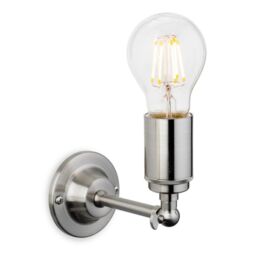 Netlighting Indy 1 Light Indoor Candle Wall Light Brushed Steel E27 in Grey