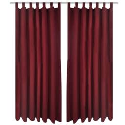 Berkfield Home 2 pcs Bordeaux Micro-Satin Curtains with Loops 140 x 225 cm in Burgundy - thumbnail 2