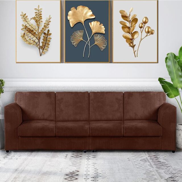 Furniture 786 Slumber 4 Seater Full Back Jumbo Cord Sofa in Chocolate - image 1
