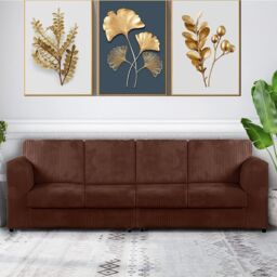 Furniture 786 Slumber 4 Seater Full Back Jumbo Cord Sofa in Chocolate