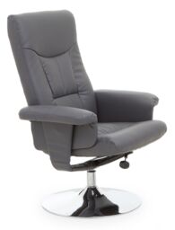 Orsina Functional Grey Leather Effect Recliner, Comfortable Retro Recliner For Livingroom, Modern Swivel Recliner - thumbnail 7