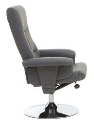 Orsina Functional Grey Leather Effect Recliner, Comfortable Retro Recliner For Livingroom, Modern Swivel Recliner - thumbnail 2