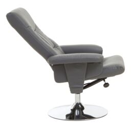 Orsina Functional Grey Leather Effect Recliner, Comfortable Retro Recliner For Livingroom, Modern Swivel Recliner - thumbnail 3