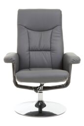 Orsina Functional Grey Leather Effect Recliner, Comfortable Retro Recliner For Livingroom, Modern Swivel Recliner - thumbnail 5