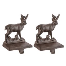 Dibor Set of 2 Cast Iron Reindeer Christmas Stocking Holders in Brown - Size: 2 Pack - thumbnail 2