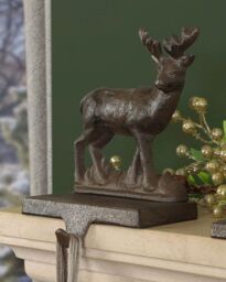 Dibor Set of 2 Cast Iron Reindeer Christmas Stocking Holders in Brown - Size: 2 Pack - thumbnail 3