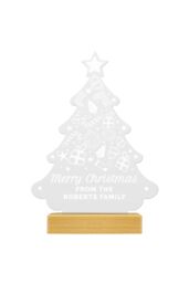 Personalised Memento Company Personalised Christmas Tree Wooden Based LED Light in Light Brown - thumbnail 1