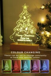 Personalised Memento Company Personalised Christmas Tree Wooden Based LED Light in Light Brown - thumbnail 3