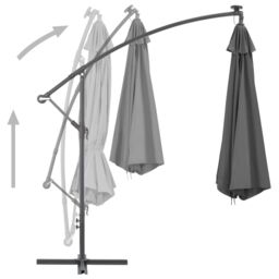 Berkfield Home Cantilever Umbrella with Steel Pole 300 cm Anthracite in Black - thumbnail 5