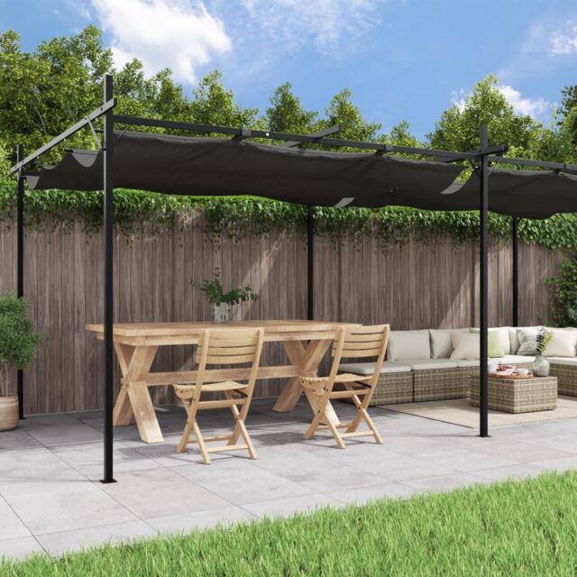 Berkfield Home Pergola with Retractable Roof Anthracite 589x292x230 cm in Black - Size: 589 x 292 x 230 cm - image 1