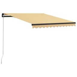 Berkfield Home Manual Retractable Awning with LED 300x250 cm Yellow & White - thumbnail 2