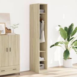 Berkfield Home Wardrobe Sonoma Oak 30x50x200 cm Engineered Wood in Tan - Size: 30 x 50 x 200 cm - thumbnail 2