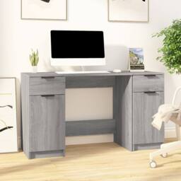 Berkfield Home Desk with Side Cabinet Grey Sonoma Engineered Wood - thumbnail 2